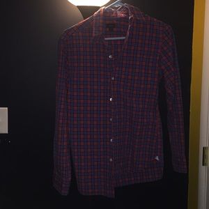 J. Crew plaid button down long sleeve shirt.